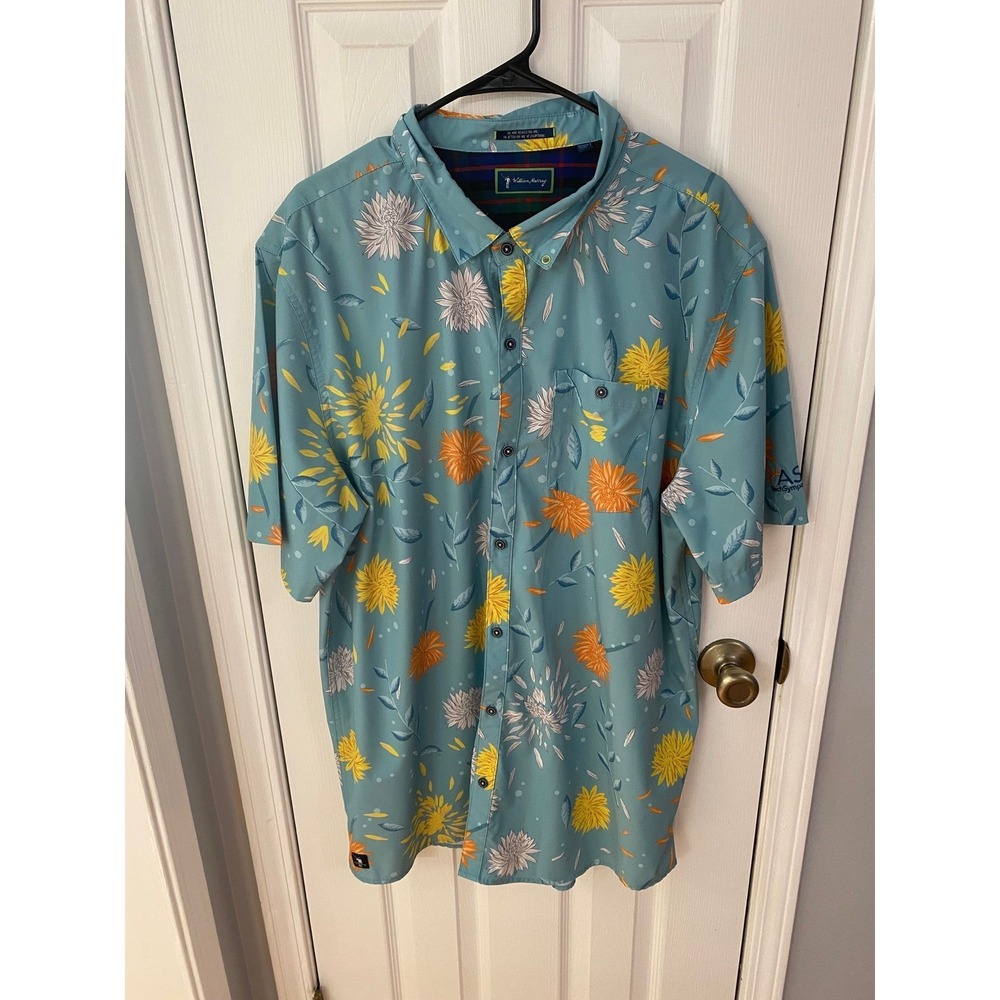 William Murray Golf Shirt Men XXL Blue Floral ASPE Tech Symposium 2021 Button Up